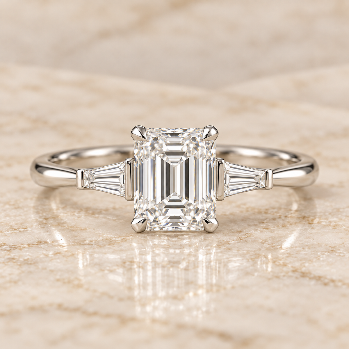 The Arden Emerald Diamond Ring in white gold