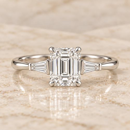 The Arden Emerald Diamond Ring in white gold