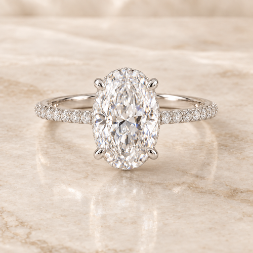 The Celestine Oval Diamond Ring in white gold
