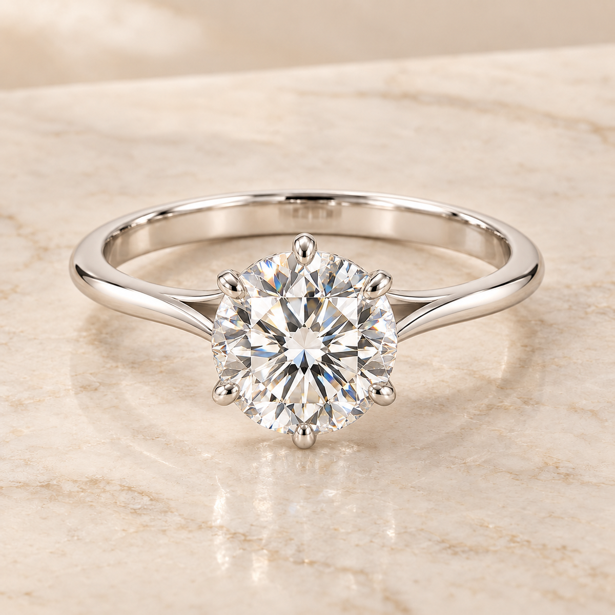 The Hartwell Round Diamond Ring in white gold