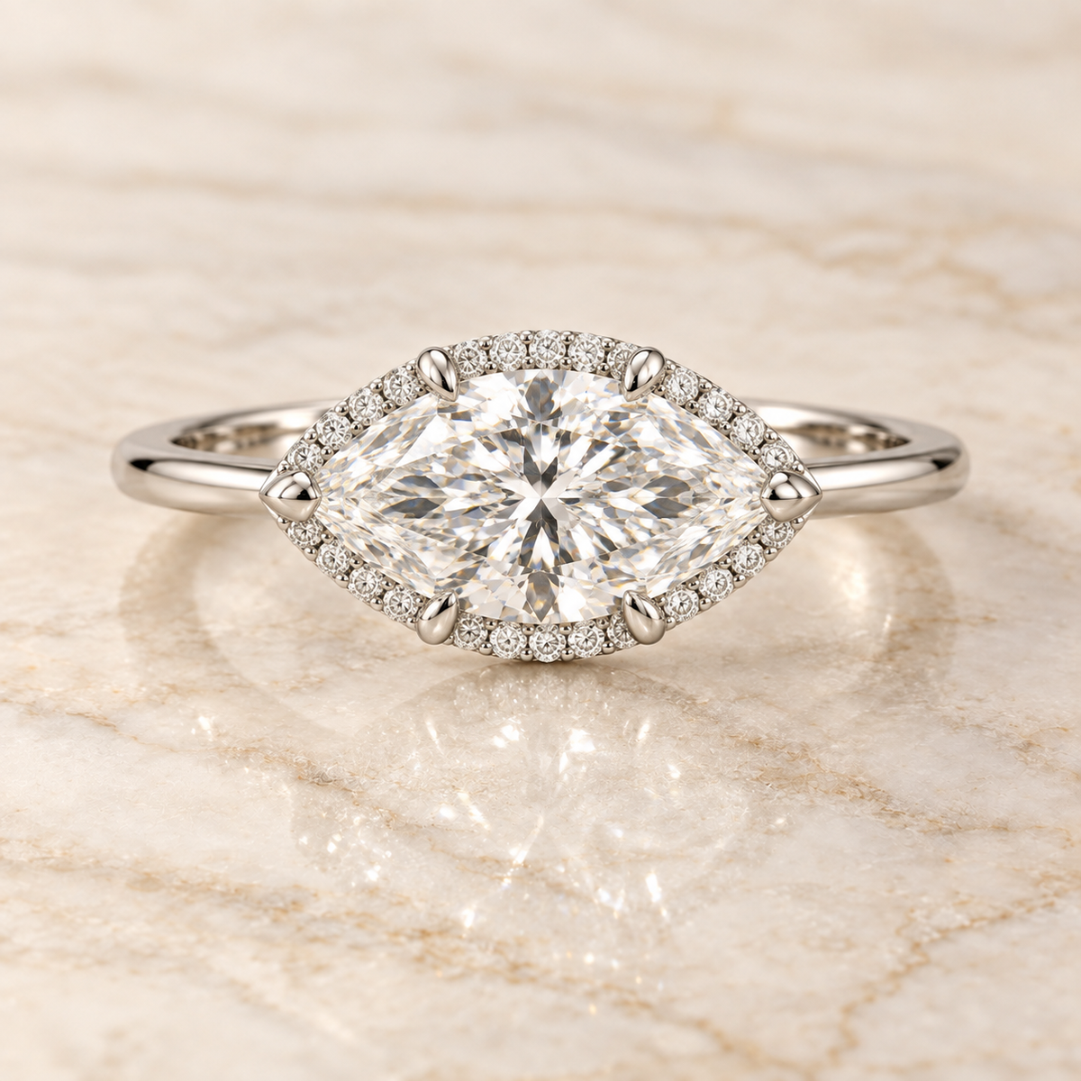 The Lysandra Marquise Diamond Ring in white gold